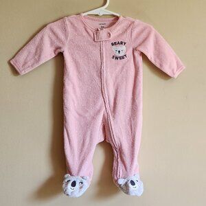 Carter's Little Baby One Piece 'Beary Sweet' Pink Polka Dot Size 3 Months